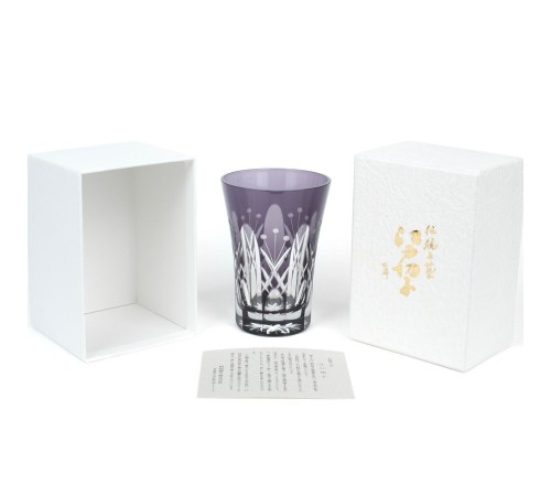 Стакан TAJIMA GLASS с узором Тама Ярай , 240 мл, фиолетовый, 1 шт