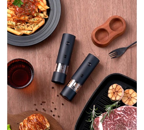 Набор из двух электрических мельниц для специй Huohou Black, 14 см