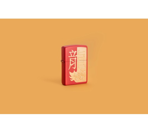 Зажигалка ZIPPO Year of the Dragon 2024 с покрытием Red Matte, латунь/сталь, красная, 38x13x57 мм