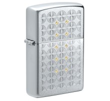 Зажигалка ZIPPO Sand Dollar Pattern с покрытием Satin Chrome, латунь/сталь, серебристая, 38x13x57 мм