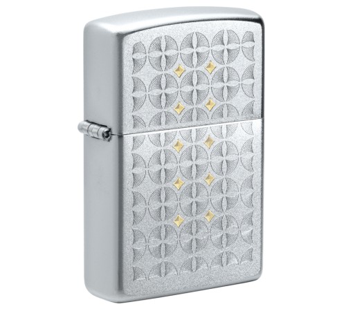 Зажигалка ZIPPO Sand Dollar Pattern с покрытием Satin Chrome, латунь/сталь, серебристая, 38x13x57 мм