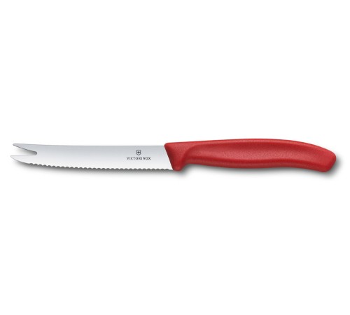 Нож для сыра и колбасы VICTORINOX SwissClassic, лезвие 11 см с волнистой заточкой, красный