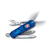Нож-брелок VICTORINOX Signature Lite, 58 мм, 7 функций, полупрозрачный синий