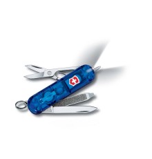 Нож-брелок VICTORINOX Signature Lite, 58 мм, 7 функций, полупрозрачный синий