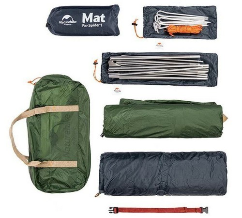 Палатка одноместная Naturehike сверхлегкая + коврик NH18A095-D, оранжевая, 6927595701836