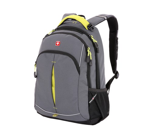 Рюкзак SWISSGEAR, серый/лаймовый, фьюжн/2 мм рипстоп, 32x15x46 см, 22 л