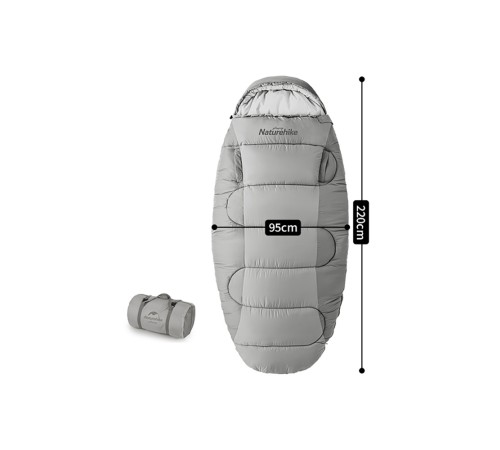 Мешок спальный Naturehike Oval PS300 NH20MSD03, серый, 6927595775875