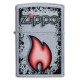 Зажигалка ZIPPO Flame Design с покрытием Street Chrome, латунь/сталь, серебристая, 38x13x57 мм