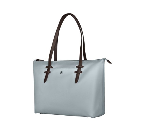 Сумка VICTORINOX Victoria Deluxe Business Tote, серо-синяя, нейлон/кожа, 47x15x31 см, 16 л