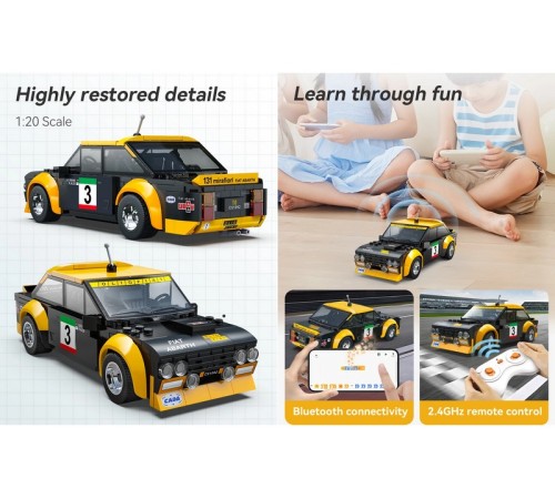 Радиоуправляемый конструктор CaDA спортивная машинка Fiat Abarth 131 1/24 (216 деталей)