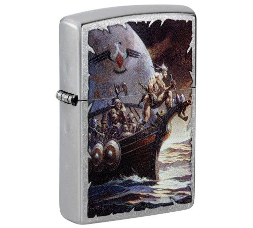 Зажигалка ZIPPO Frank Frazetta с покрытием Street Chrome, латунь/сталь, серебристая, 38x13x57 мм