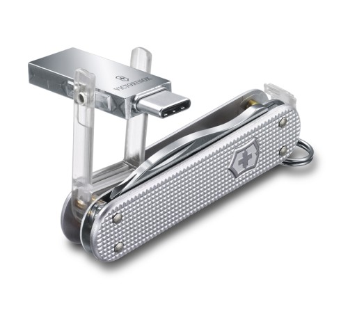 Мультитул-брелок VICTORINOX Jetsetter@work, 58 мм, с USB-модулем 3.0/3.1 16 Гб, 6 фнк, серебристый
