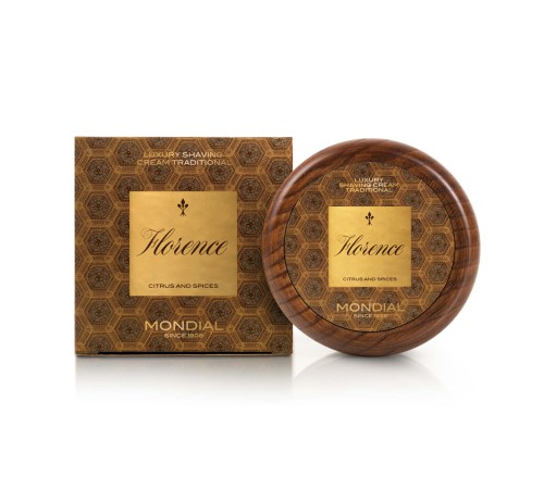 Крем для бритья в деревянной чаше MONDIAL FLORENCE LUXURY SHAVING CREAM TRADITIONAL, 140 мл