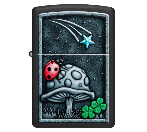 Зажигалка ZIPPO Ladybug Design с покрытием Black Matte, латунь/сталь, черная, матовая, 38x13x57 мм