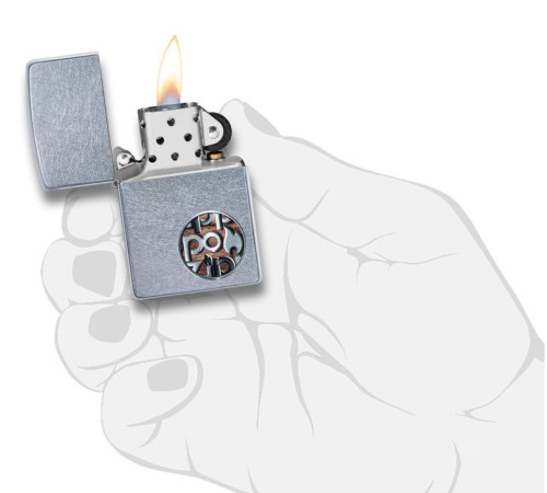Зажигалка ZIPPO Button с покрытием Street Chrome™, латунь/сталь, серебристая, матовая, 38x13x57 мм