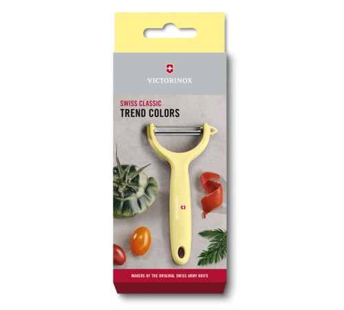 Нож для чистки томатов и киви VICTORINOX, двусторонее зубчатое лезвие, светло-жёлтая рукоять