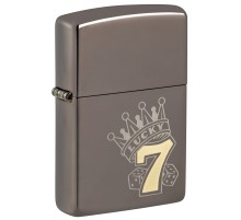 Зажигалка ZIPPO Lucky 7 Design с покрытием Black Ice®, латунь/сталь, черная, 38x13x57 мм