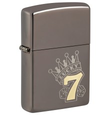 Зажигалка ZIPPO Lucky 7 Design с покрытием Black Ice®, латунь/сталь, черная, 38x13x57 мм