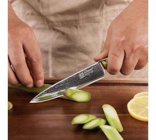 Нож универсальный из дамасской стали Keemake 5 Inch Utility Knife Green Gem, бежевый