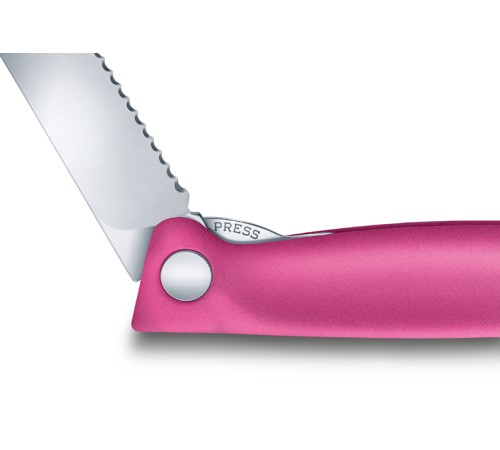 Нож для овощей VICTORINOX SwissClassic, складной, лезвие 11 см с волнистой заточкой, розовый