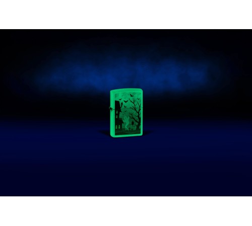 Зажигалка ZIPPO Spooky Design с покрытием Glow In The Dark Green, латунь/сталь, белая, 38x13x57 мм