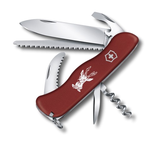 Нож перочинный VICTORINOX Hunter, 111 мм, 12 функций, с фиксатором лезвия, красный