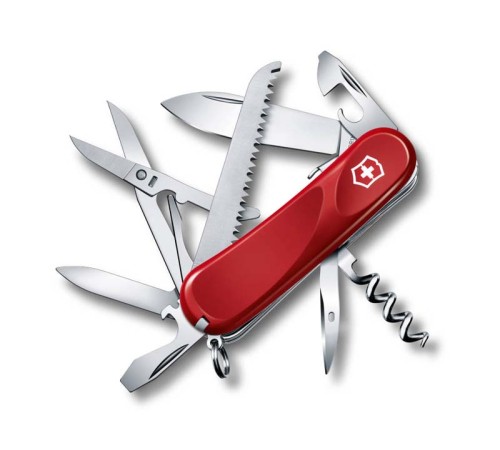 Нож перочинный VICTORINOX Evolution S17, 85 мм, 15 функций, с фиксатором лезвия, красный