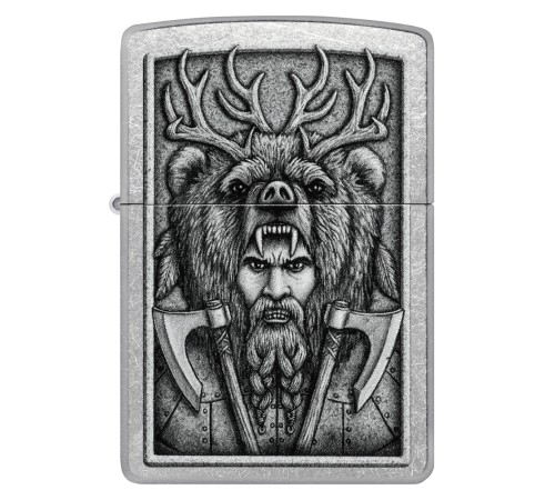 Зажигалка ZIPPO Barbarian Design с покрытием Street Chrome, латунь/сталь, серебристая, 38x13x57 мм