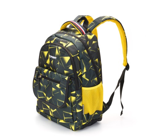 Рюкзак TORBER CLASS X, черно-желтый с орнаментом, полиэстер, 45 x 30 x 18 см + Пенал в подарок!