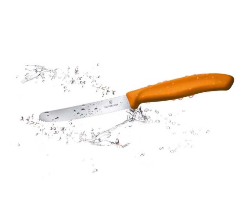 Нож столовый VICTORINOX SwissClassic, лезвие 11 см с волнистой заточкой, оранжевый