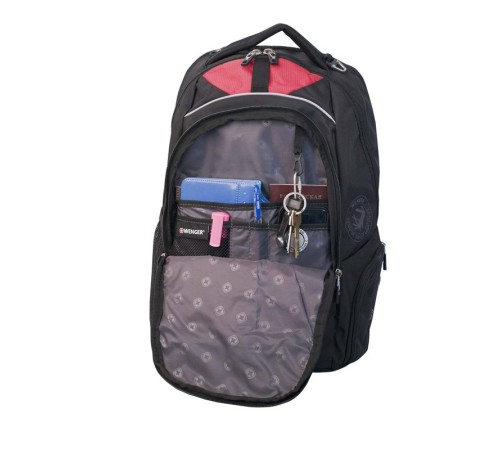 Рюкзак WENGER, 15”, черный/красный, полиэстер 900D/М2 добби, 34x19x46 см, 30 л