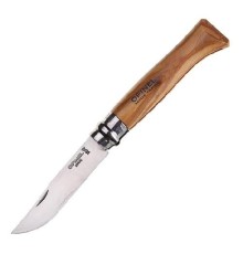 Нож Opinel №8, нержавеющая сталь, рукоять оливковое дерево, деревянный футляр, чехол, 001004