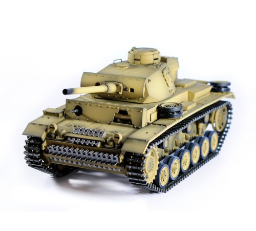 Р/У танк Taigen 1/16 Panzerkampfwagen III (Германия) дым, свет (для ИК боя) V3 2.4G RTR пустыня