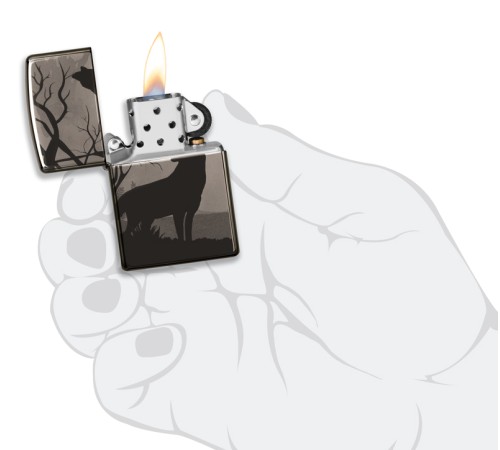 Зажигалка ZIPPO Classic с покрытием Black Ice®, латунь/сталь, чёрная, глянцевая, 38x13x57 мм