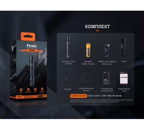 Фонарь  Fenix PD35R EDC/Tactical, 1700 Lumen