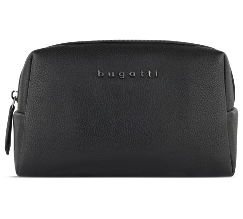 Косметичка BUGATTI Bella, чёрная, воловья кожа/полиэстер, 19х8,5х11 см