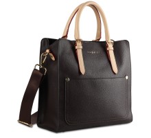 Сумка-портфель женская BUGATTI Ella, тёмно-коричневая, полиуретан, 30х11,5х28 см