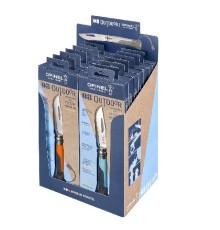 Набор-дисплей Opinel, 14 ножей №8 Outdoor Earth из нержав стали, 7 красных + 7 зеленых, 001840