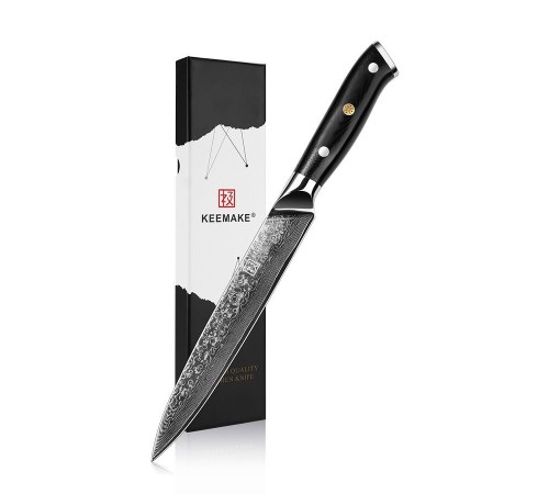 Нож разделочный из дамасской стали Keemake 8 Inch Carving Knife, черный