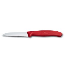 Нож для овощей VICTORINOX SwissClassic, лезвие 8 см с волнистой заточкой, красный