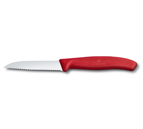 Нож для овощей VICTORINOX SwissClassic, лезвие 8 см с волнистой заточкой, красный