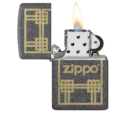 Зажигалка ZIPPO с покрытием Iron Stone, латунь/сталь, серая, матовая, 38x13x57 мм