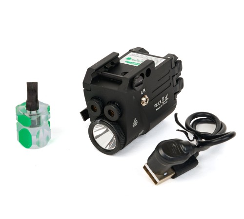 Фонарь подствольный пистолетный SKYWOODS RACCOON DOUBLE LASER, 360 люмен, ЛЦУх2 красн/зел