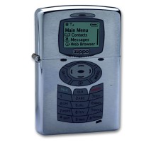 Зажигалка ZIPPO Phone, с покрытием Brushed Chrome, латунь/сталь, серебристая, матовая, 38x13x57 мм