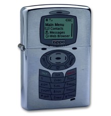 Зажигалка ZIPPO Phone, с покрытием Brushed Chrome, латунь/сталь, серебристая, матовая, 38x13x57 мм