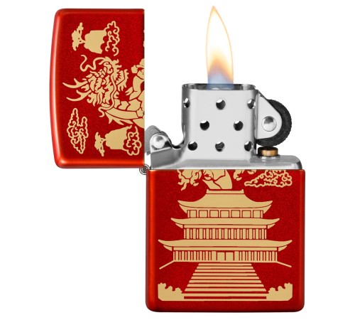 Зажигалка ZIPPO Eastern Design с покрытием Metallic Red, латунь/сталь, красная, 38x13x57 мм