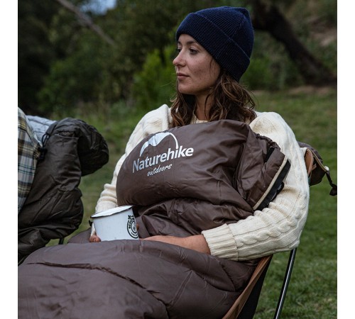 Спальный мешок Naturehike NH20MSD07 U Series U350S, коричневый, молния слева, 6927595764312L