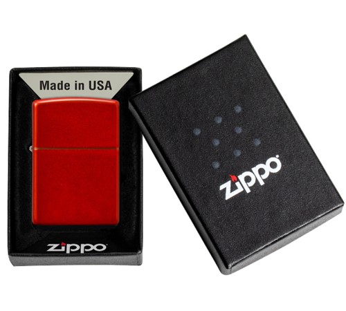 Зажигалка ZIPPO Classic с покрытием Metallic Red, латунь/сталь, красная, матовая, 38x13x57 мм