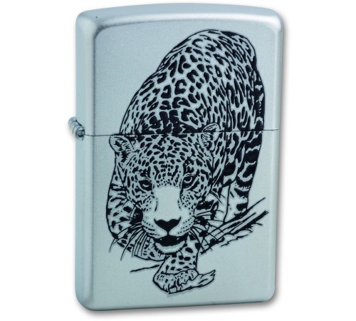 Зажигалка ZIPPO Leopard, с покрытием Satin Chrome™, латунь/сталь, серебристая, матовая, 38x13x57 мм