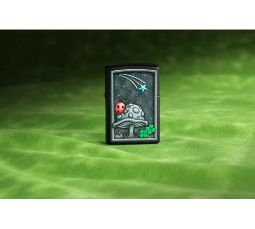 Зажигалка ZIPPO Ladybug Design с покрытием Black Matte, латунь/сталь, черная, матовая, 38x13x57 мм